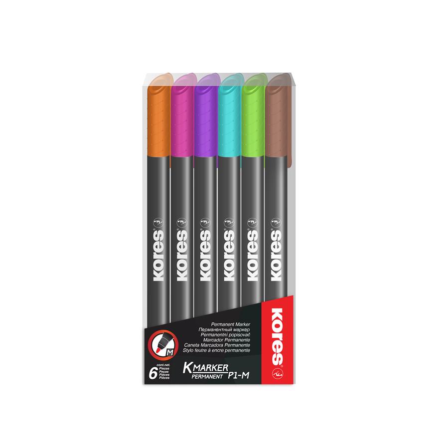 MARKER PERMANENT SET 6 1MM KORES MARKER PERMANENT SET 6 1MM KORES